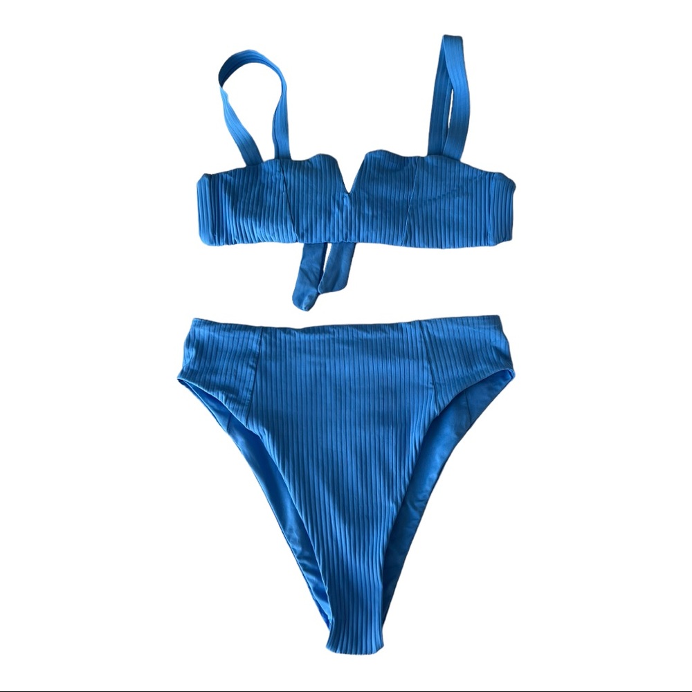 Vitamin A Blue Ribbed Bikini Set